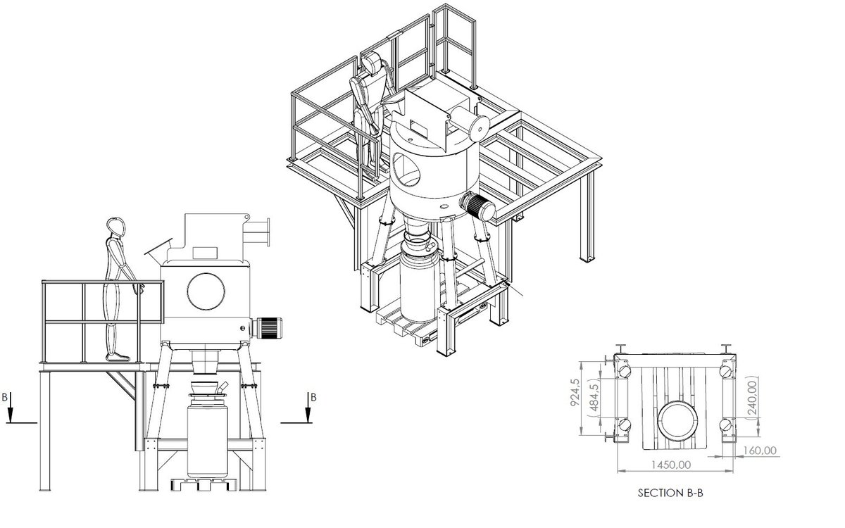 Technical drawing — industrial mixing installation